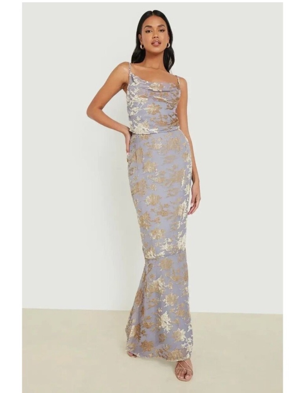 Rare NWT Rat & Boa Style Boohoo Occasion Devore Fit & Flare Maxi Skirt size 4